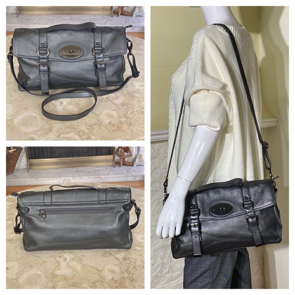 Danier Leather Metallic Grey Shoulder Crossbody Bag